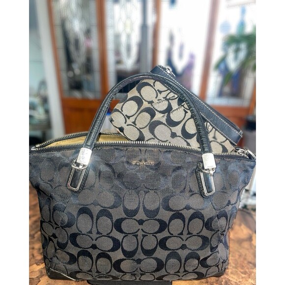 Coach Handbags - Coach Kelsey Satchel signature black smoke canvas And Wallet Project Bag’s